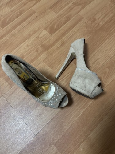 High heel peeptoes beige - l,